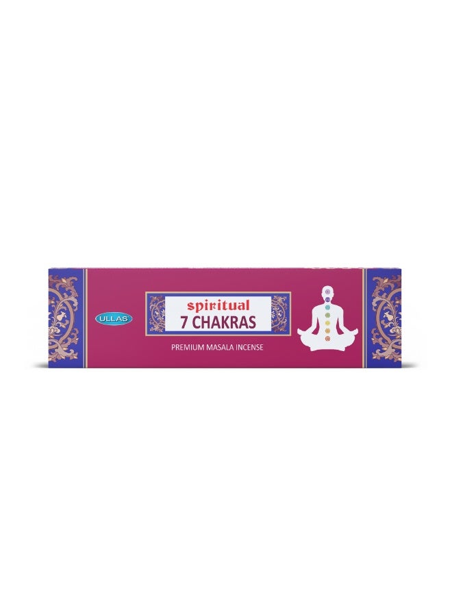 Ullas Spiritual 7 Chakras Agarbathi Premium Masala Incense Sticks with Earthy Fragrance (80 Sticks) With Stick Holder - Image 1